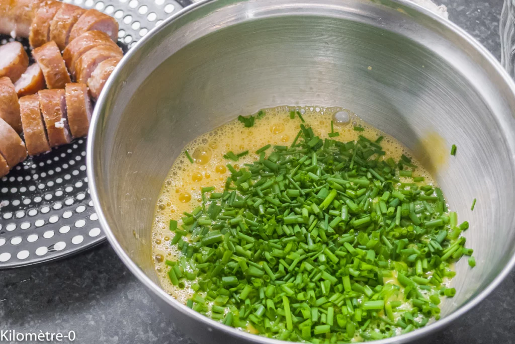 Omelette aux saucisses fumées - Étape 4