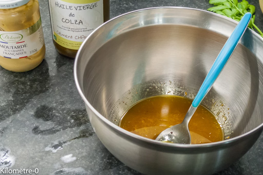 Salade de pâtes aux petits pois, asperges, truite fumée et fines herbes - Étape 5