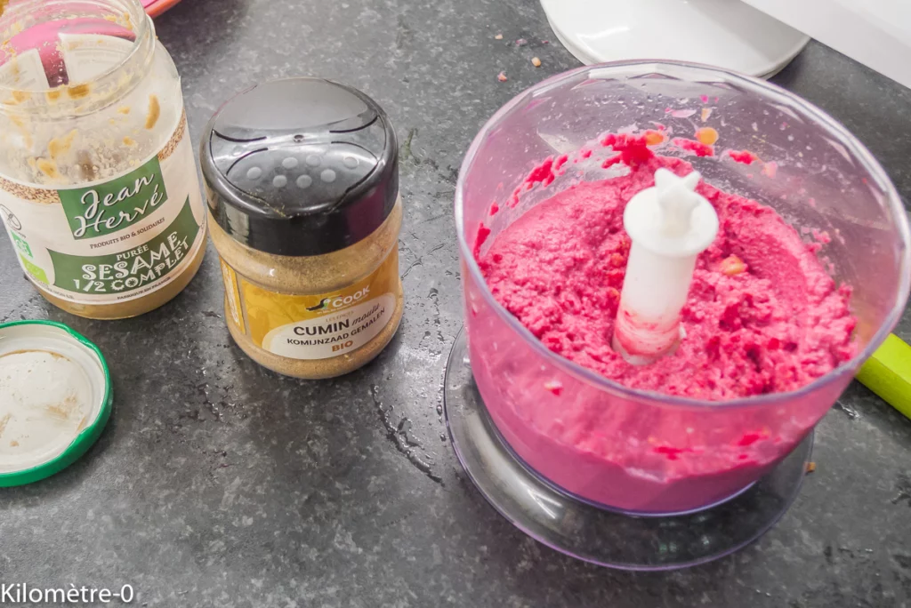 Tartines d&rsquo;houmous de betterave - Étape 3