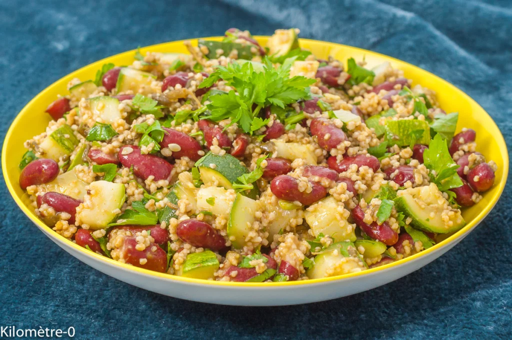 Salade de semoule aux haricots rouges, courgettes et salicornes - Étape 10