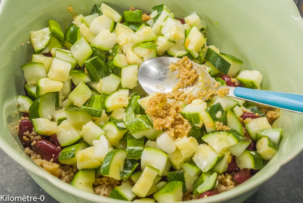 Salade de semoule aux haricots rouges, courgettes et salicornes - Étape 8