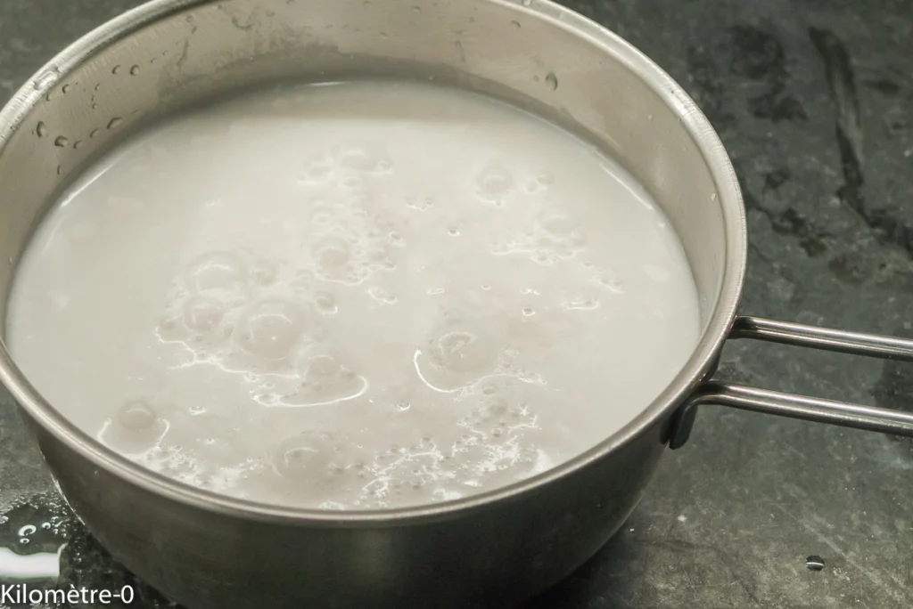 Semoule de blé au lait de coco et au coulis de myrtille - Étape 1