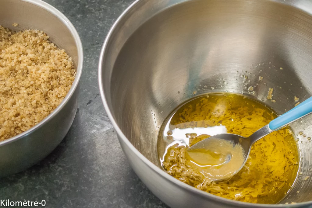Salade de quinoa, haricots verts, tomates, halloumi et olives - Étape 2