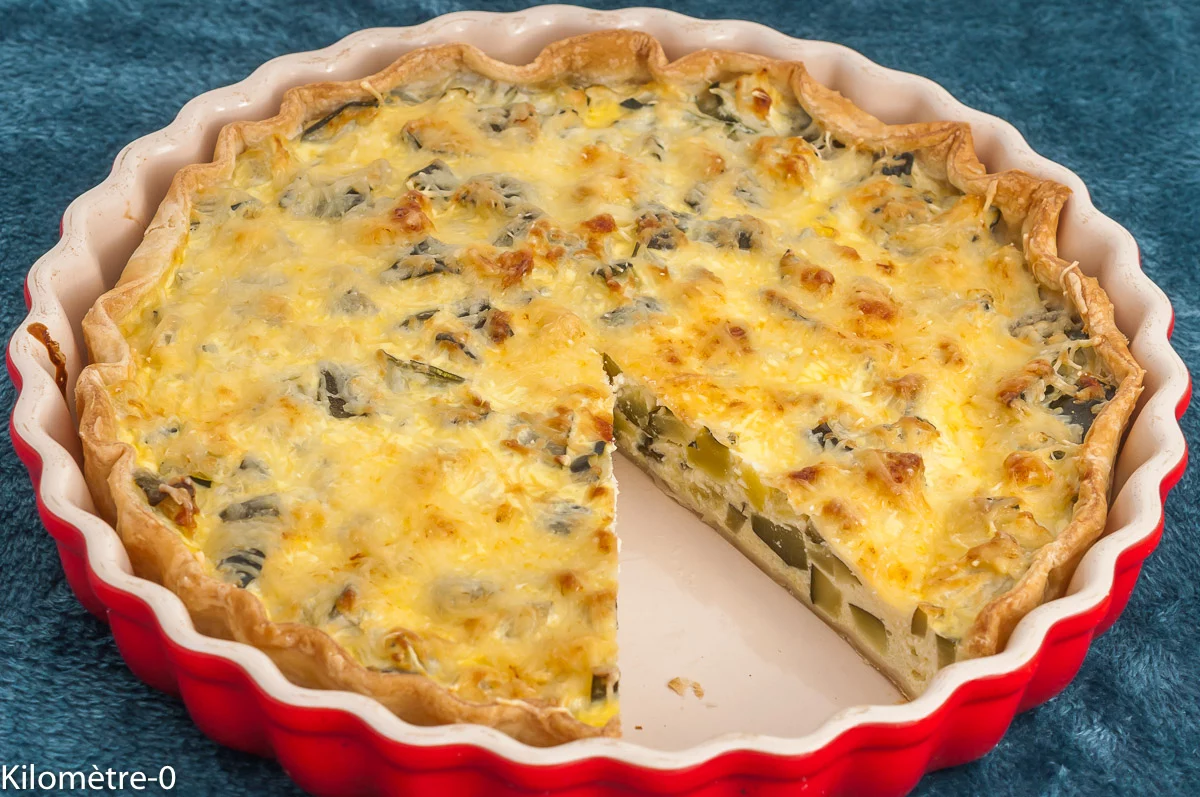 Photo de recette de tarte feuilletée, tarte, été, automne, courgettes, légumes d'été, fromage, facile, bio, Kilomètre-0, blog de cuisine réalisée à partir de produits de saison et issus de circuits courts