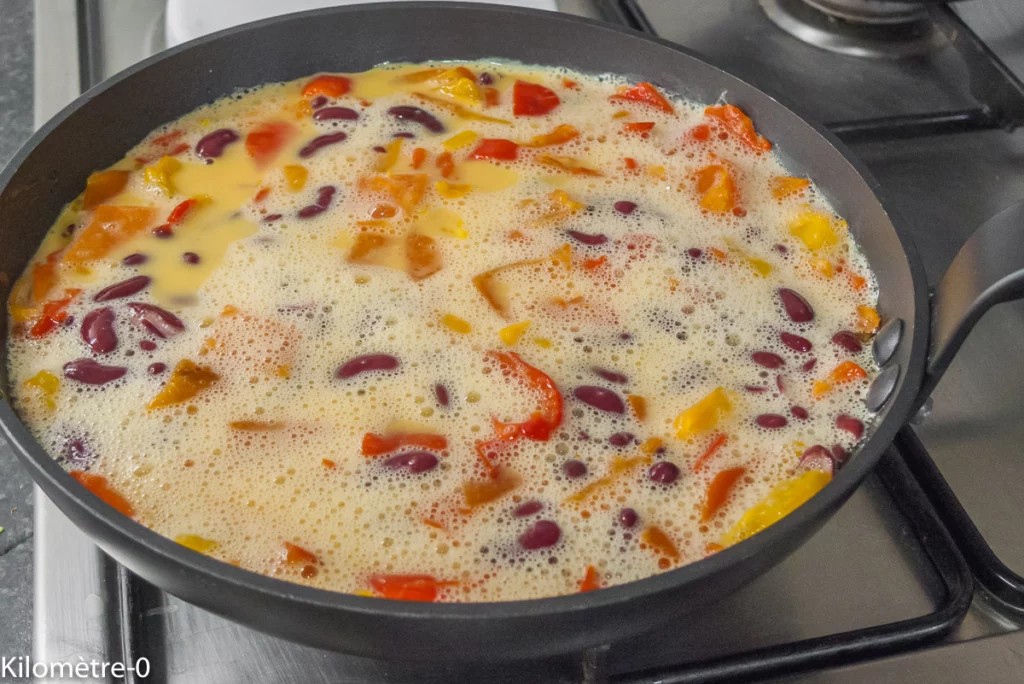 Frittata aux poivrons, haricots, olives et fêta - Étape 6