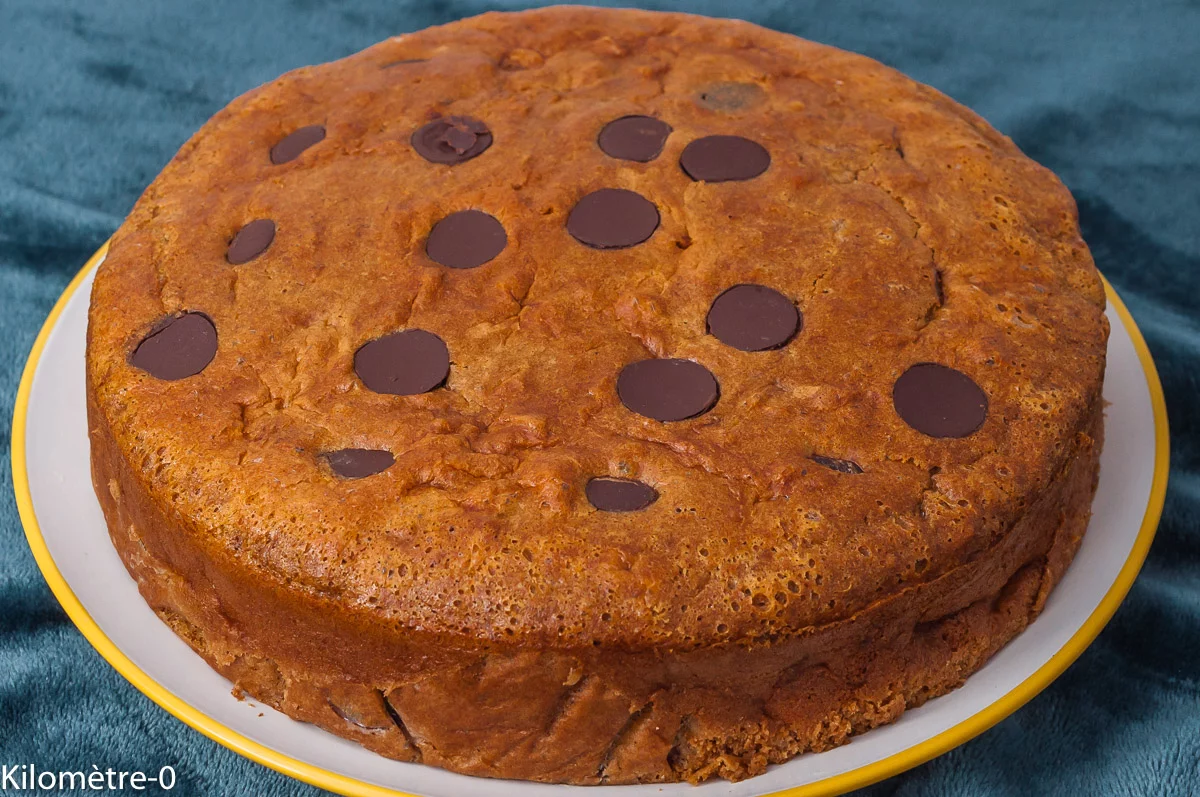 Photo de recette de dessert, gros gâteau, cake, banana bread, bananes, chocolat noir, cannelle, gâteau du matin, facile, bio, Kilomètre-0, blog de cuisine réalisée à partir de produits de saison et issus de circuits courts