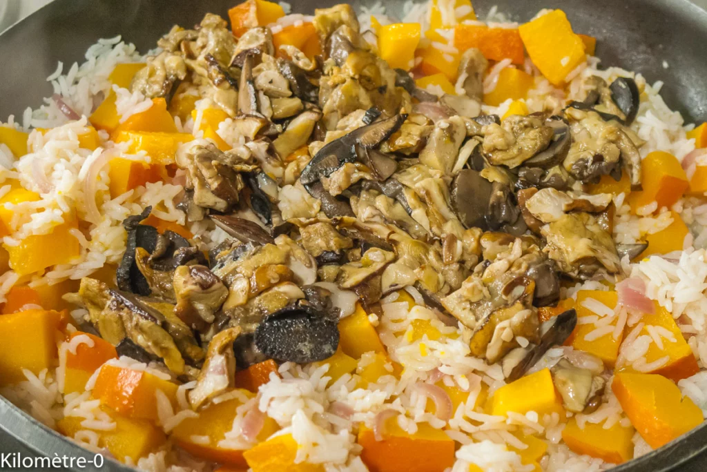 Poêlée de riz, potimarron, noisettes et halloumi - Étape 7