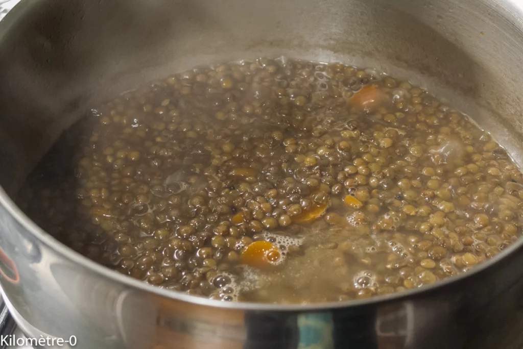 Lentilles vertes aux œufs pochés - Étape 4