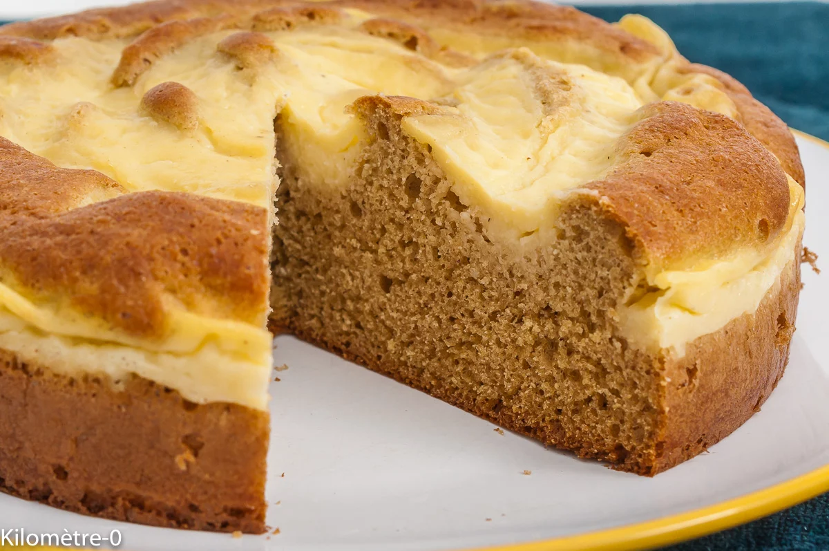Photo de recette de Gâteau ouragan, gros gâteau, crème pâtissière, facile, dessert, Kilomètre-0, blog de cuisine réalisée à partir de produits de saison et issus de circuits courts