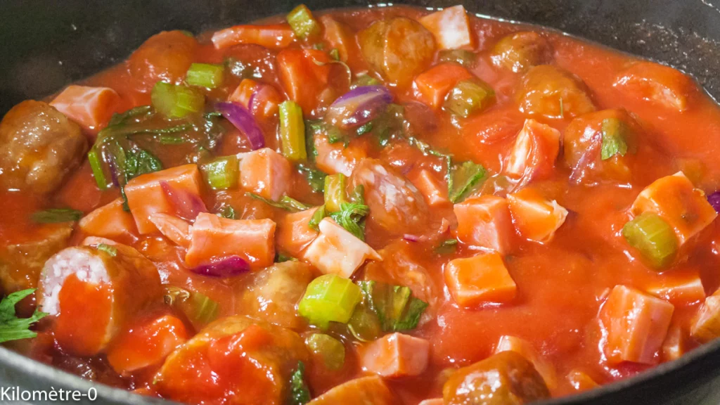 Saucisses fumées et jambon aux haricots rouges et au riz - Étape 6