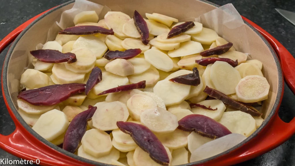 Tatin aux pommes de terre et magret séché de canard - Étape 5