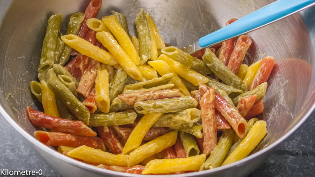 Salade de pâtes de maïs, haricots rouges, patates douces aux oeufs - Étape 5