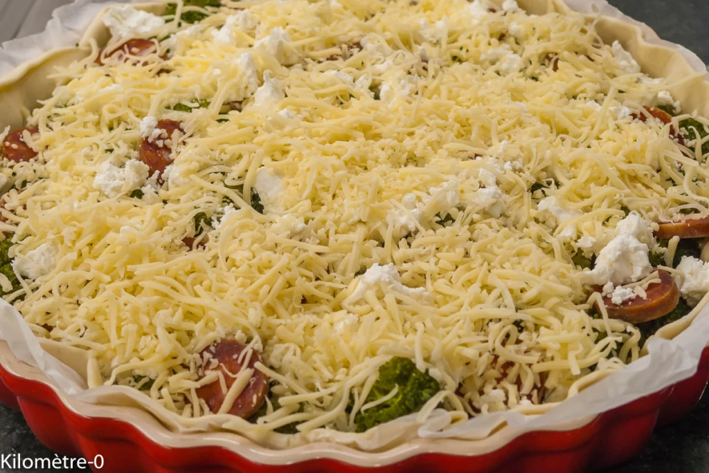 Tarte au brocolis, chorizo et fromage - Étape 5