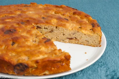 Photo de recette de gâteau, gâteau du matin, cake, bananes, sans oeufs, beurre, compote, pommes, farine, pois chiche, petit épeautre, facile, healthy, lait ribot, Kilomètre-0, blog de cuisine réalisée à partir de produits de saison et issus de circuits courts