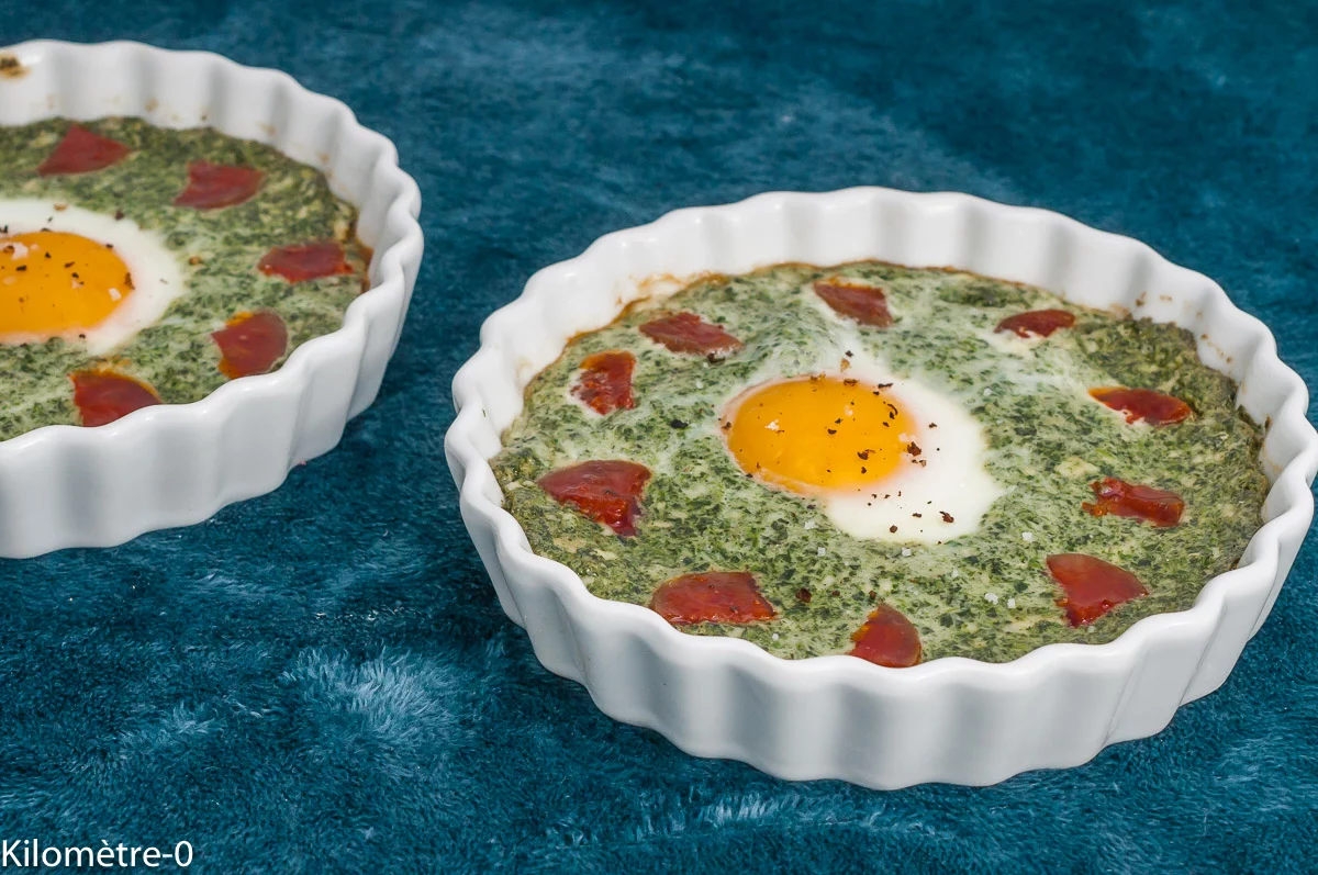 Photo de recette de, oeufs cocotte, oeuf, oeuf sur le plat, orties, herbes sauvages, anti gaspi, économique, pas cher, facile, Kilomètre-0, blog de cuisine réalisée à partir de produits de saison et issus de circuits courts