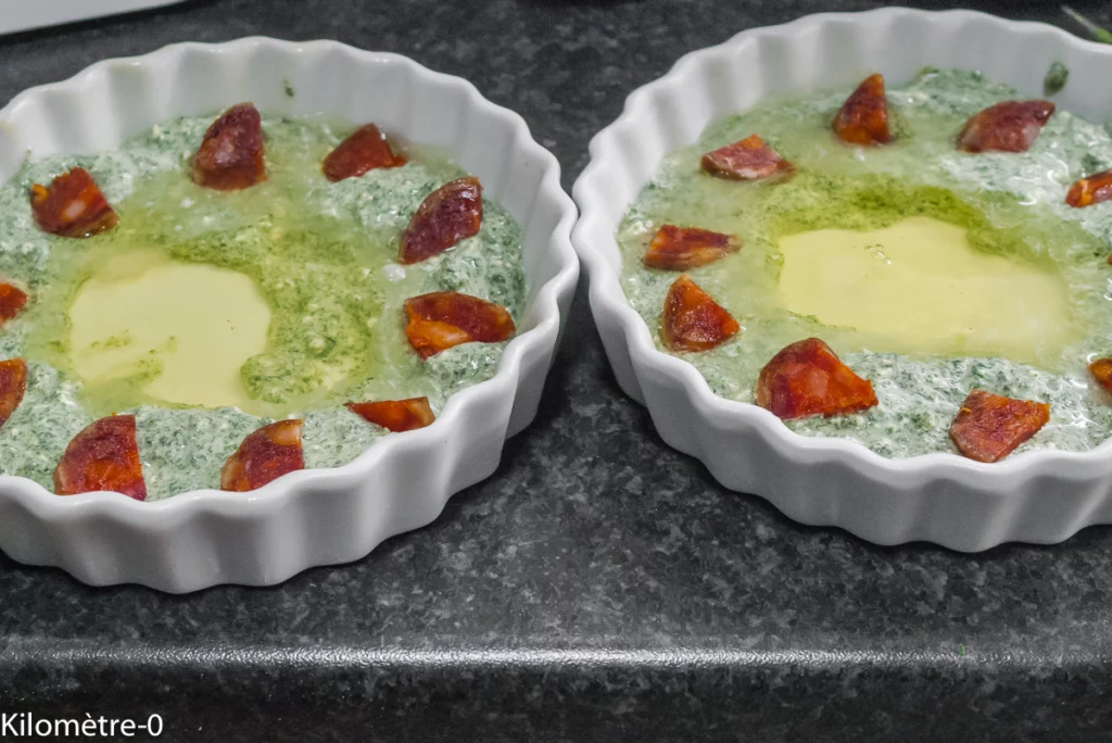 Oeufs cocotte aux orties et au chorizo - Étape 3