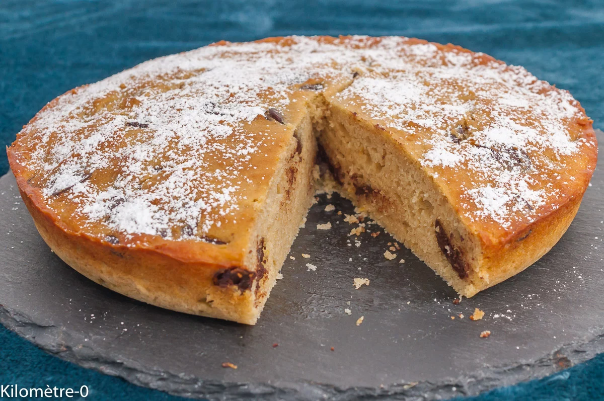 Photo de recette de gâteau, dessert, cake, ricotta, amandes, citron, palets de chocolat, pépites, facile, bio, Kilomètre-0, blog de cuisine réalisée à partir de produits de saison et issus de circuits courts