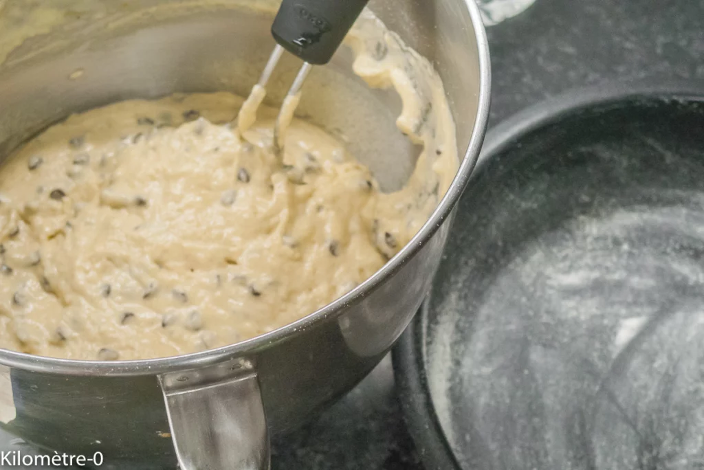 Gâteau du matin aux trois farines (petit épeautre, pois chiche et blé noir) et pépites de chocolat - Étape 3