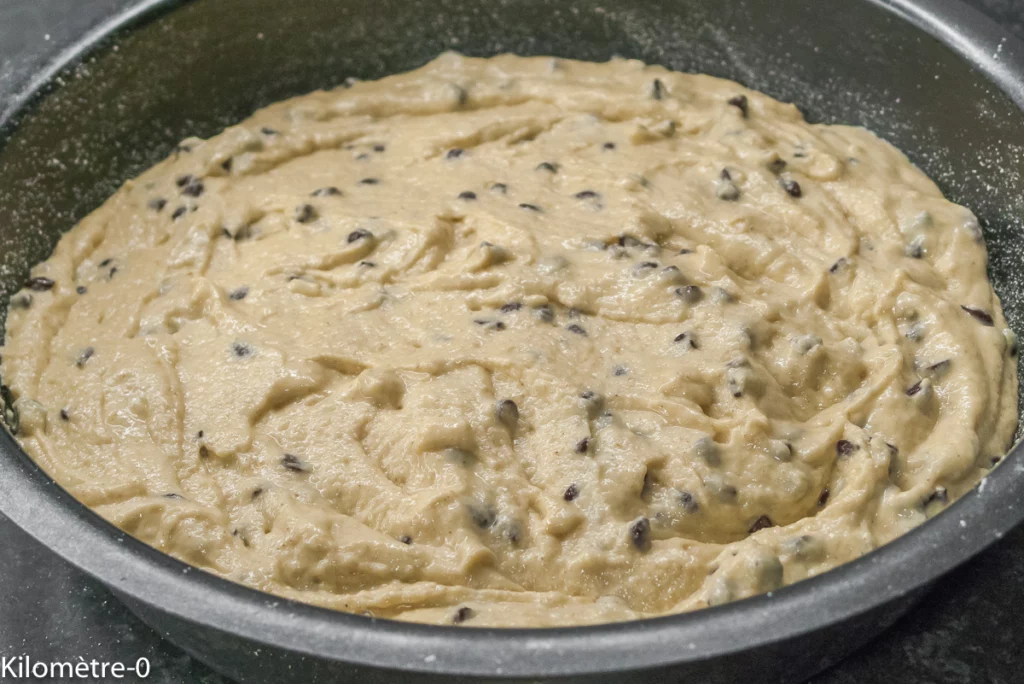 Gâteau du matin aux trois farines (petit épeautre, pois chiche et blé noir) et pépites de chocolat - Étape 4