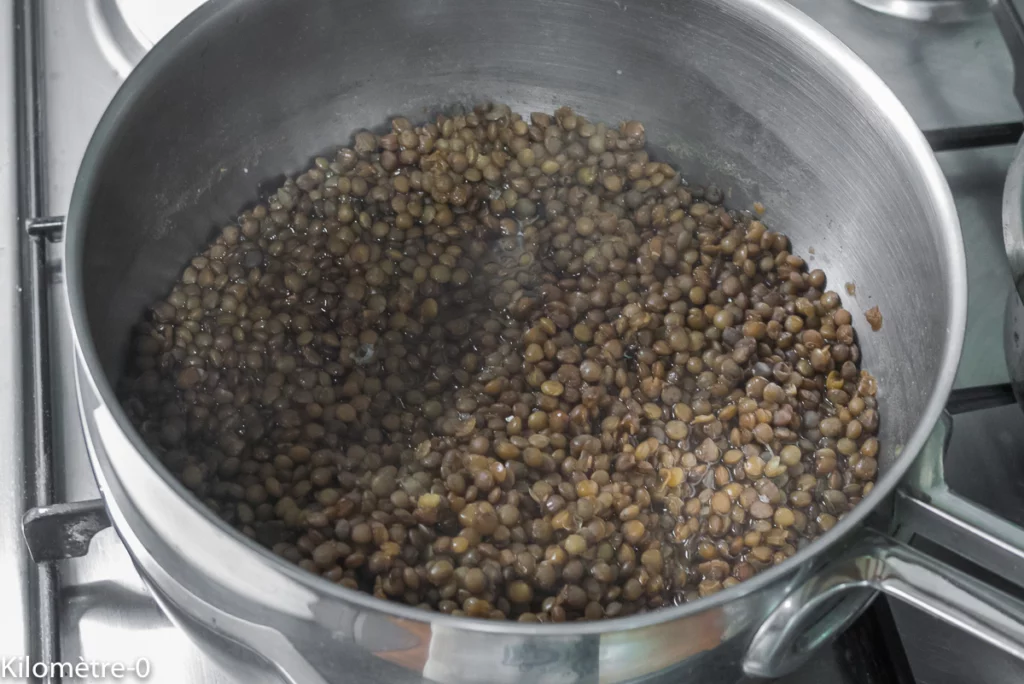Salade de riz et lentilles au concombre et radis - Étape 1