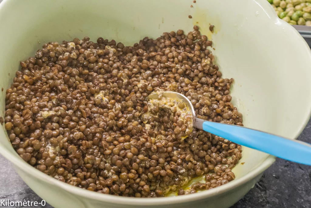 Salade de riz et lentilles au concombre et radis - Étape 5