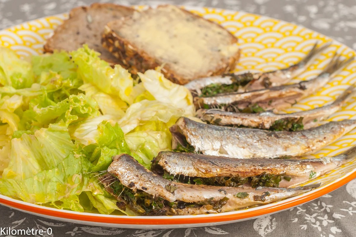 Photo de recette de Sardines farcies, sardines, poisson, poisson gras, poisson bleu, fines herbes, cuisine bretonne, été, facile, Kilomètre-0, blog de cuisine réalisée à partir de produits de saison et issus de circuits courts