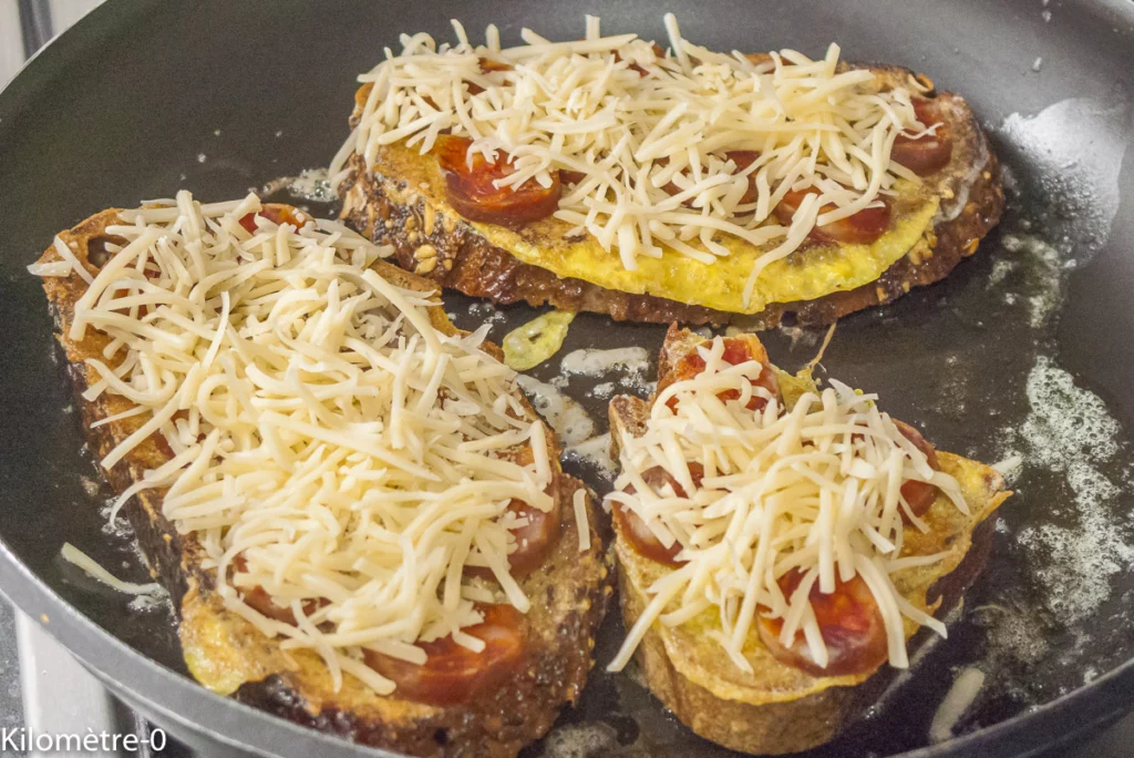 Pain perdu salé au chorizo et emmental - Étape 4