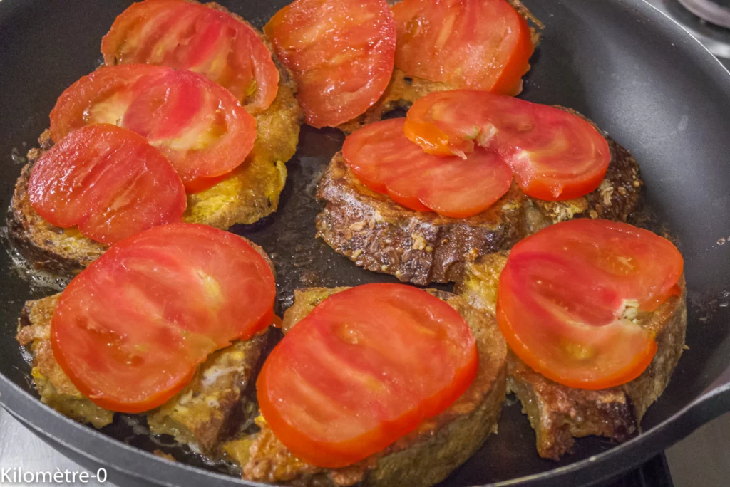 Pain perdu salé tomate emmental - Étape 2