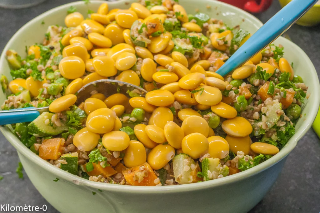 Salade de kasha aux petits pois, courgettes, lupins et radis - Étape 9