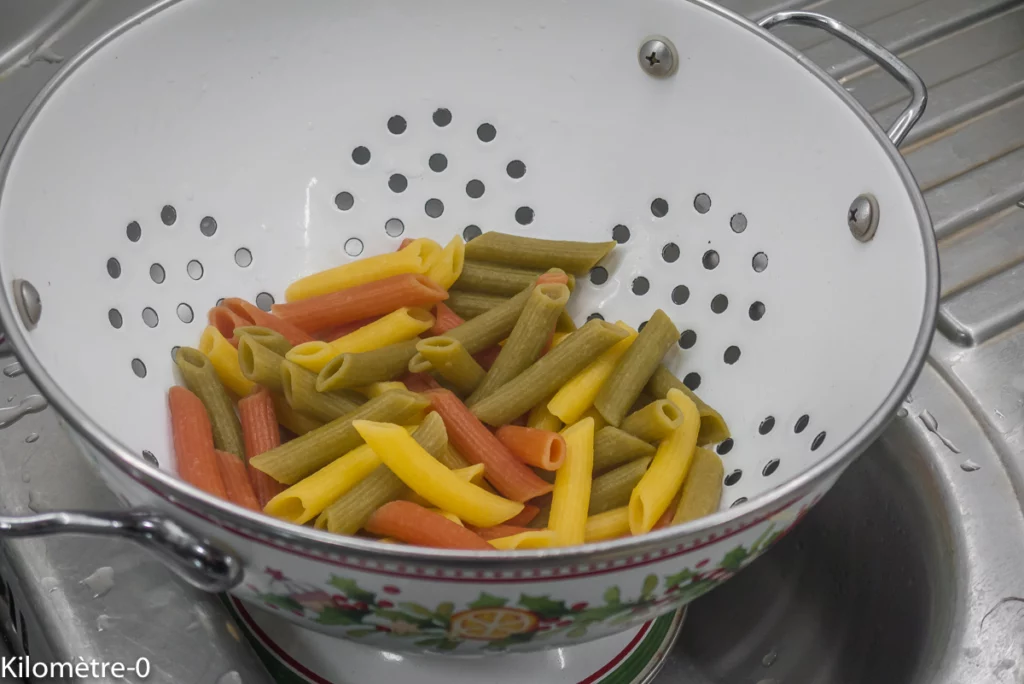 Salade de pâtes aux haricots blancs, courgettes et crevettes grises - Étape 2