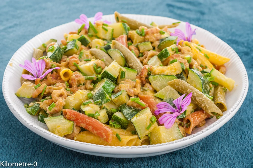 Salade de pâtes aux haricots blancs, courgettes et crevettes grises - Étape 6