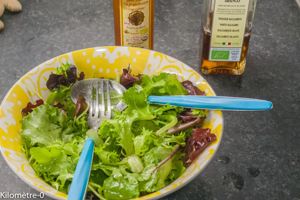 Salade de jambon, nectarine et halloumi - Étape 1