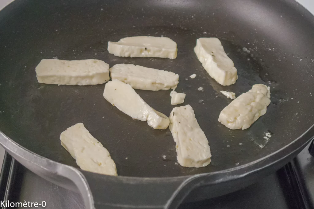 Salade de jambon, nectarine et halloumi - Étape 2