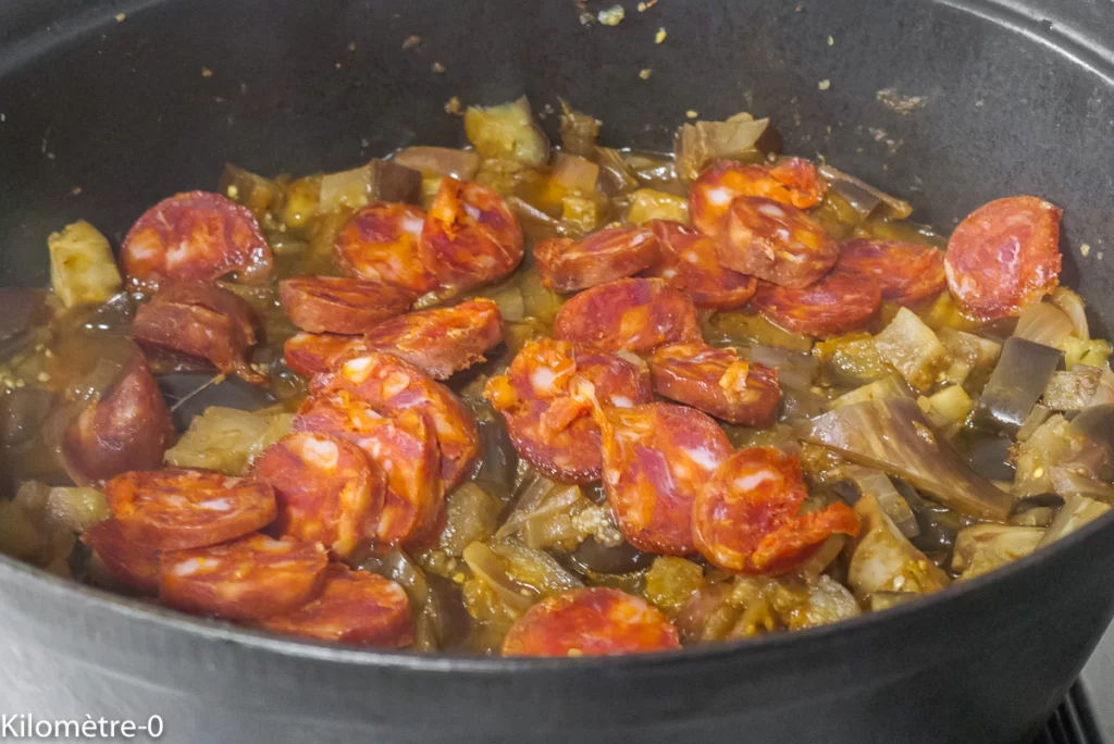 Mijoté d&rsquo;aubergines aux épices et au chorizo - Étape 6