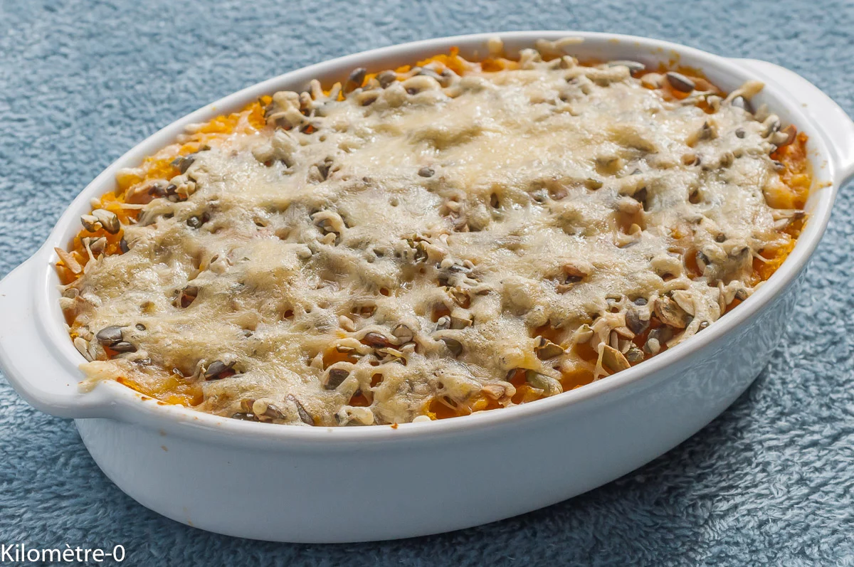 Photo de recette de gratin, poisson, bon marché, économique, merlu , courge, potimarron, butternut, emmental, fromage, facile, rapide, simple, Kilomètre-0, blog de cuisine réalisée à partir de produits de saison et issus de circuits courts