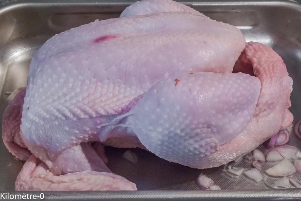 Poulet rôti automnal aux châtaignes, chou fleur, céleri et olives - Étape 1