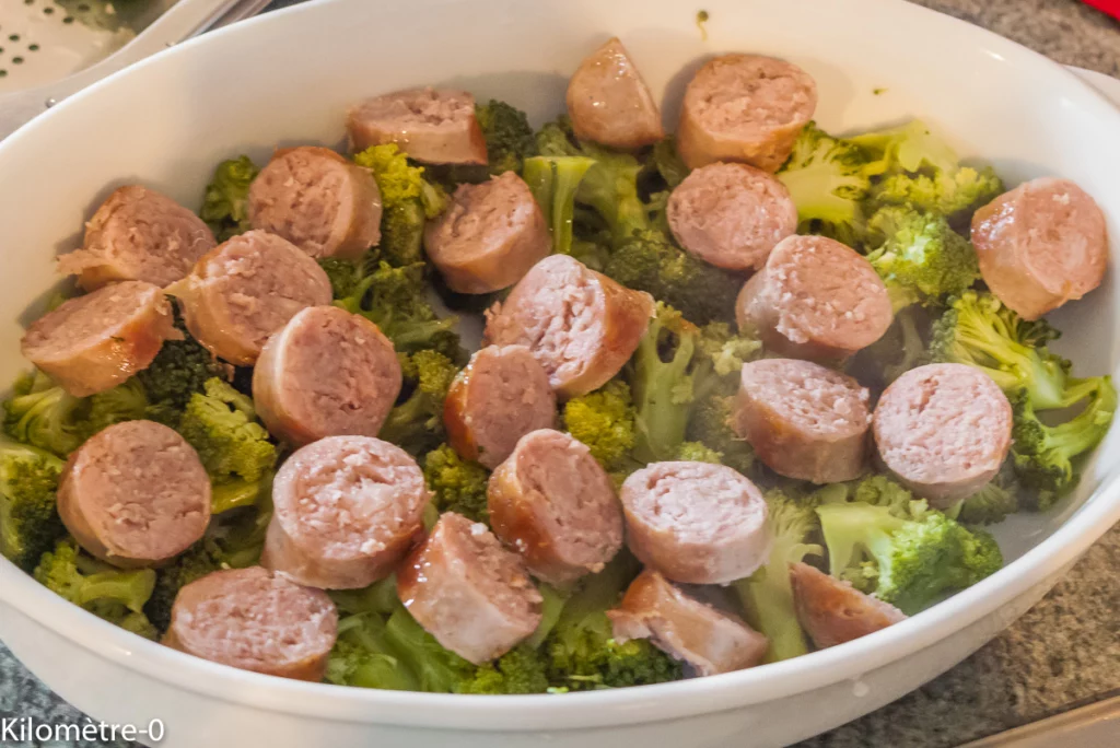 Gratin de brocolis aux saucisses - Étape 4