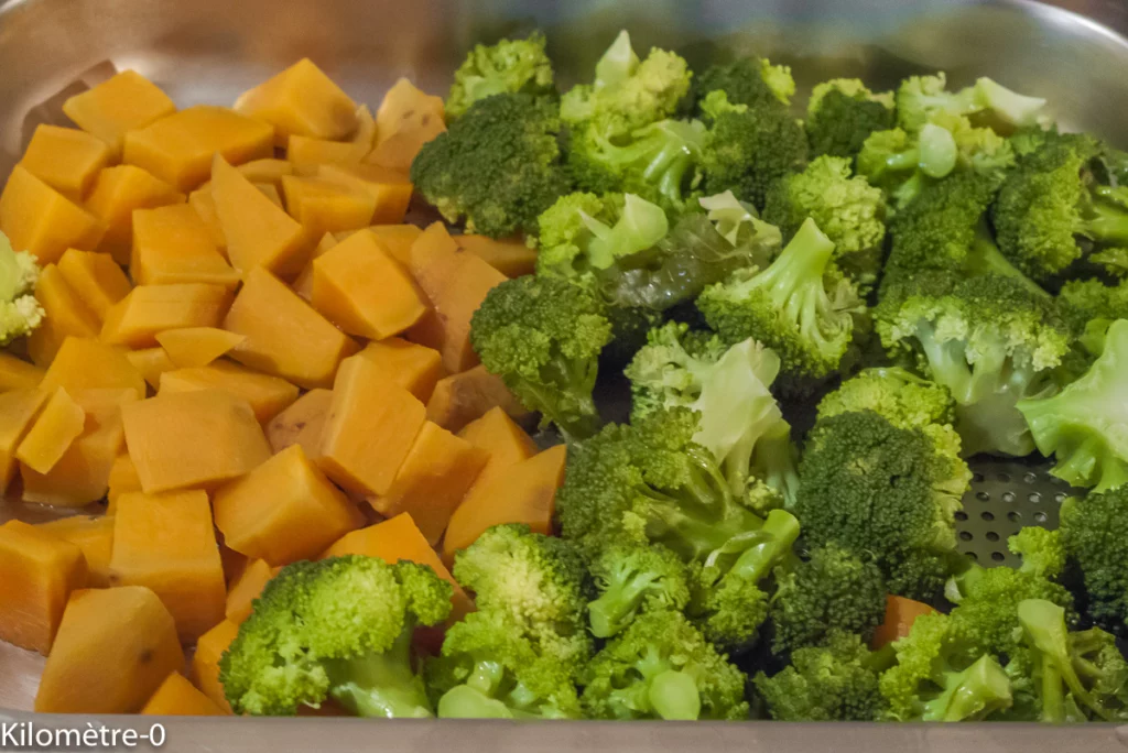 Clafoutis aux brocolis et patates douces - Étape 1