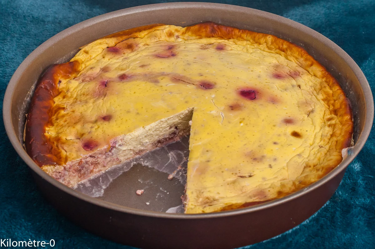 Photo de recette de dessert, gâteau, fromager, framboises, healthy, bio, fruits rouges, Kilomètre-0, blog de cuisine réalisée à partir de produits de saison et issus de circuits courts