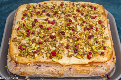 Photo de recette de cheesecake, facile, yaourt grec, dessert fromager,  gâteau, dessert, griottes, cerises, fruits rouges,  pistaches, gourmand, Kilomètre-0, blog de cuisine réalisée à partir de produits de saison et issus de circuits courts