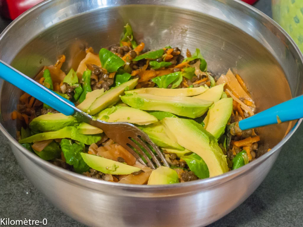 Salade de lentilles aux carottes et à l&rsquo;avocat - Étape 8