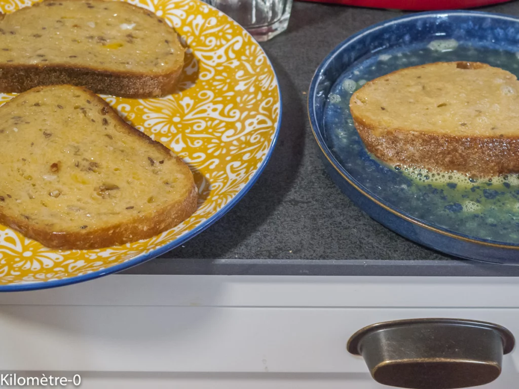 Pain perdu salé aux champignons bruns et à l’emmental - Étape 3