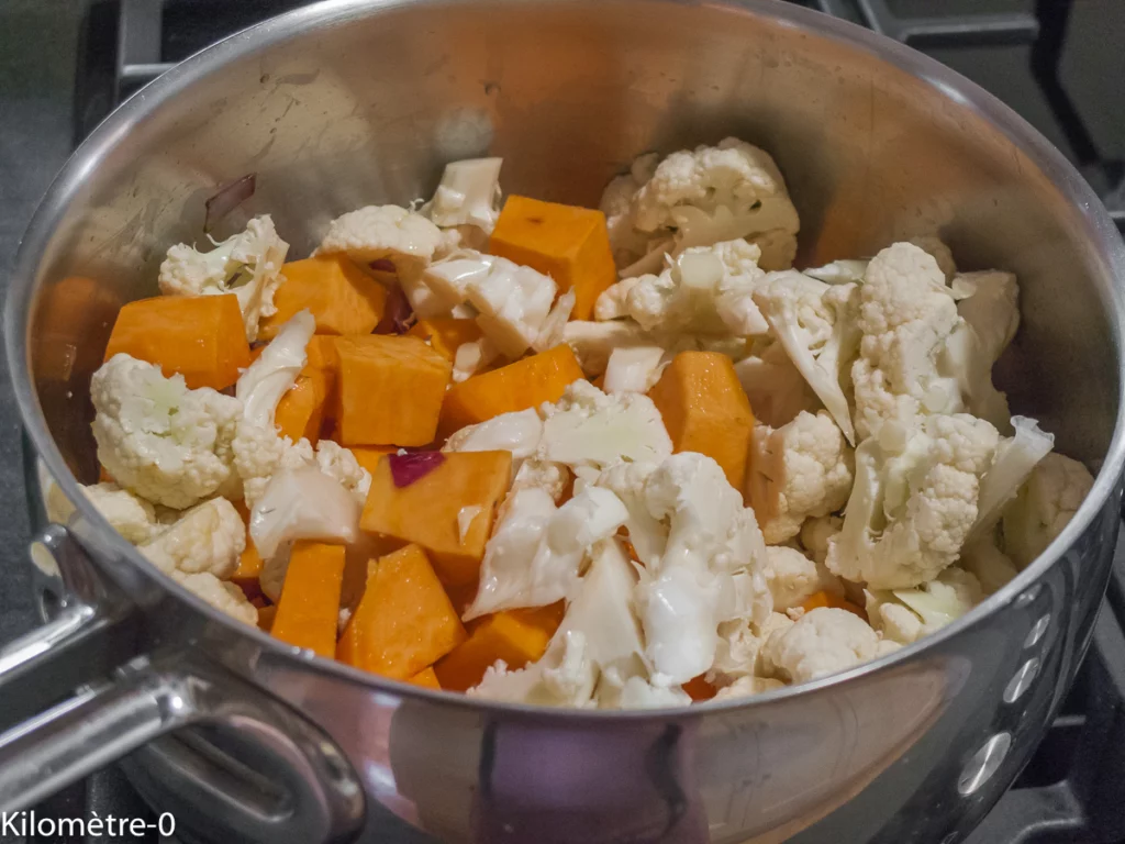 Velouté de chou fleur à la patate douce et au maïs - Étape 5