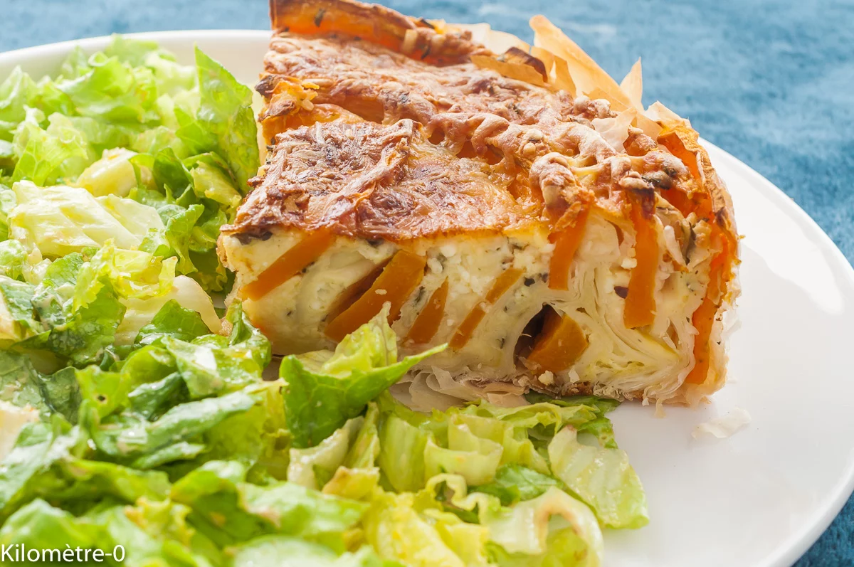 Photo de recette de crinkle, feuilleté, pâte de filo, légumes, Noël, hiver, printemps, automne, patate douce, fromage, fêta; végétarien, végé, fromager, Kilomètre-0, blog de cuisine réalisée à partir de produits de saison et issus de circuits courts