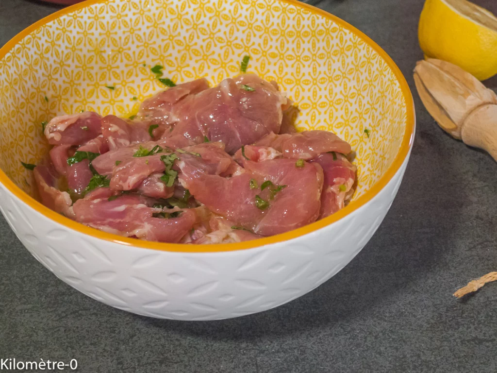 Brochettes de porc type souvlaki, frites de pommes de terre au four - Étape 2