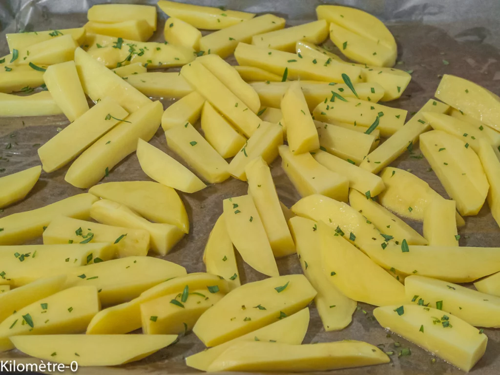 Brochettes de porc type souvlaki, frites de pommes de terre au four - Étape 3