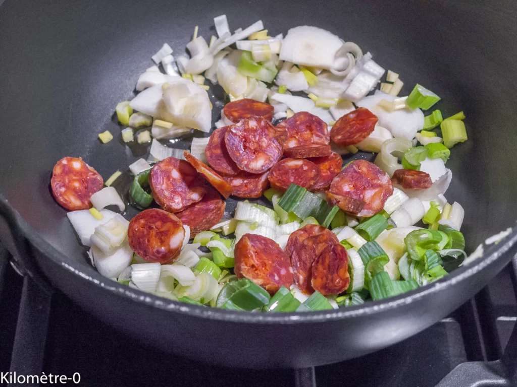 Œufs sur le plat aux légumes de saison et chorizo - Étape 2