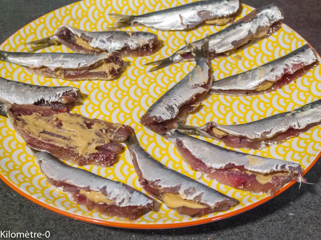 Sardines farcies à la moutarde et enroulées dans de la pâte filo - Étape 3