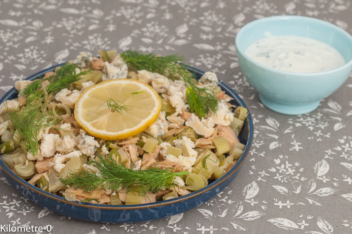 Photo de recette de salade, fenouil, thon, pistaches, roquefort, facile, printemps, été, légumes, bio, rapide, salade complète, Kilomètre-0, blog de cuisine réalisée à partir de produits de saison et issus de circuits courts