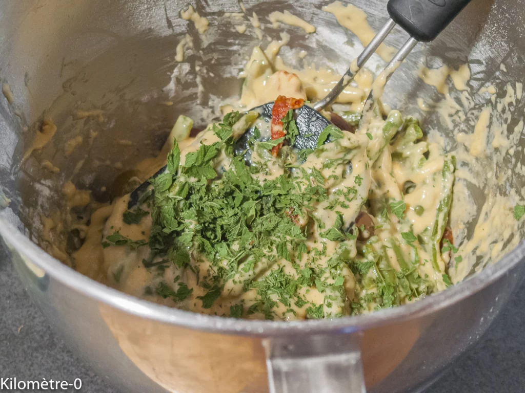 Cake salé au chorizo, haricots verts et olives - Étape 5